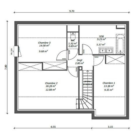 Conseil construction - Normes PMR - Plan étage - Lamotte Maisons Individuelles
