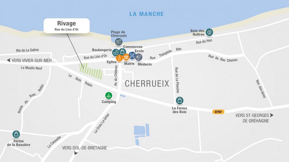 Lotissement Rivage à Cherrueix (Ille-et-Vilaine) - Plan de situation - Lamotte Maisons Individuelles